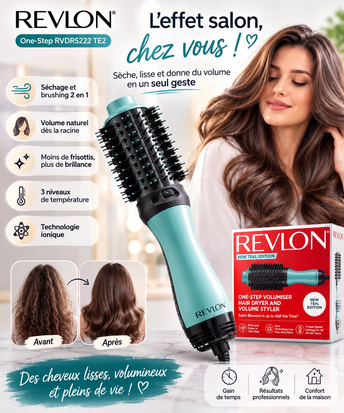 REVLON BROSSE ONE-STEP VOLUMISER TE2 BLEU